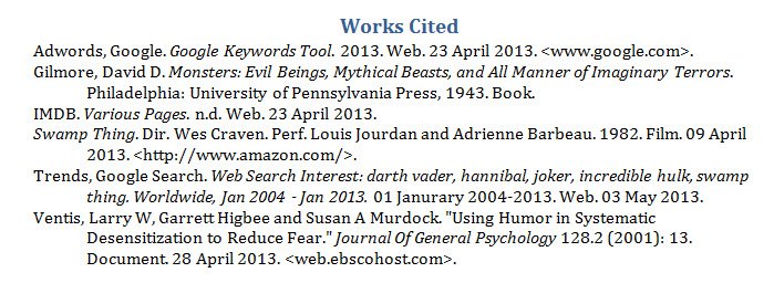 Works Cited - Magazine Essay